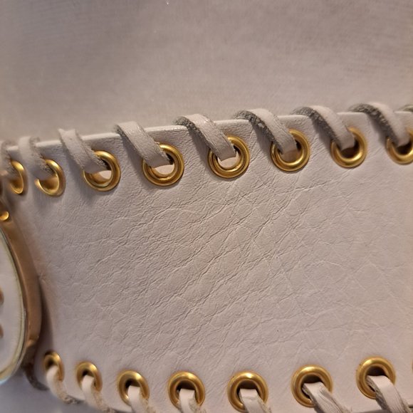 Versace Women\'s White Gold Leather Belt 39\